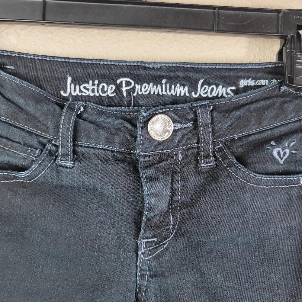 Justice girls pants skinny jean black Sz 8R